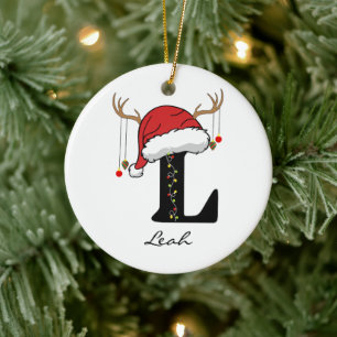 Custom Santa Monogram Ornament for Friends & Moms