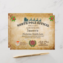 Custom Santa Officials Nice List Christmas Cert