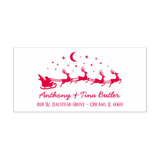 Custom Santa Sleigh & Reindeers Holiday Self-inking Stamp