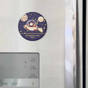 Custom Santa Spaceship Christmas Magnet