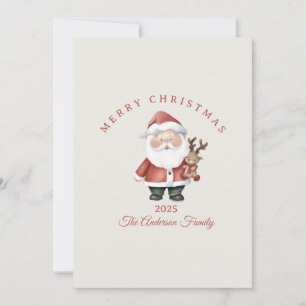 Custom Santa watercolor Christmas vibe gift Holiday Card