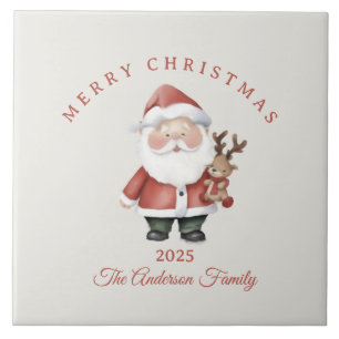 Custom Santa watercolor Christmas vibe gift Tile
