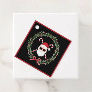 Custom Santa with Wreath and Candy Canes Favour Ta Tags
