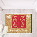 Custom Santa's Boots Christmas Red Green White Doormat<br><div class="desc">SANTA'S FOOTPRINTS Festive Christmas Doormats, the perfect way to welcome the holiday spirit into your home! Made with care and designed to add a touch of charm to your doorstep, my doormats are sure to make a jolly statement this holiday season. So embrace the joy of the holidays with my...</div>