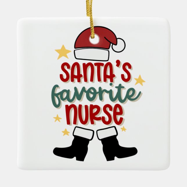 Custom Santa's Favourite Nurse Ornament (Front)