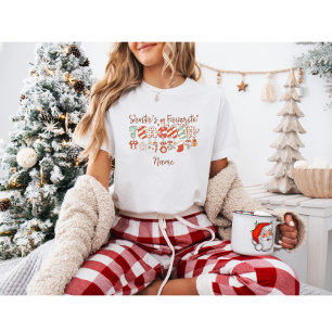 Custom Santa's Favourite Teacher Retro Christmas T-Shirt