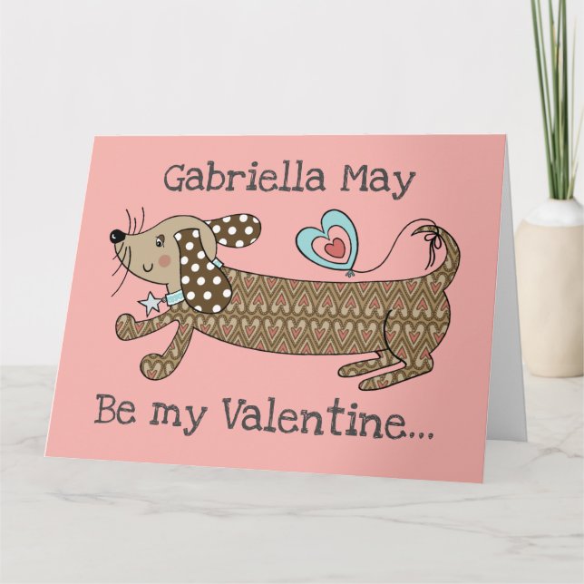 Custom Sausage Dog Dachshund Valentine's Day Card (Front)