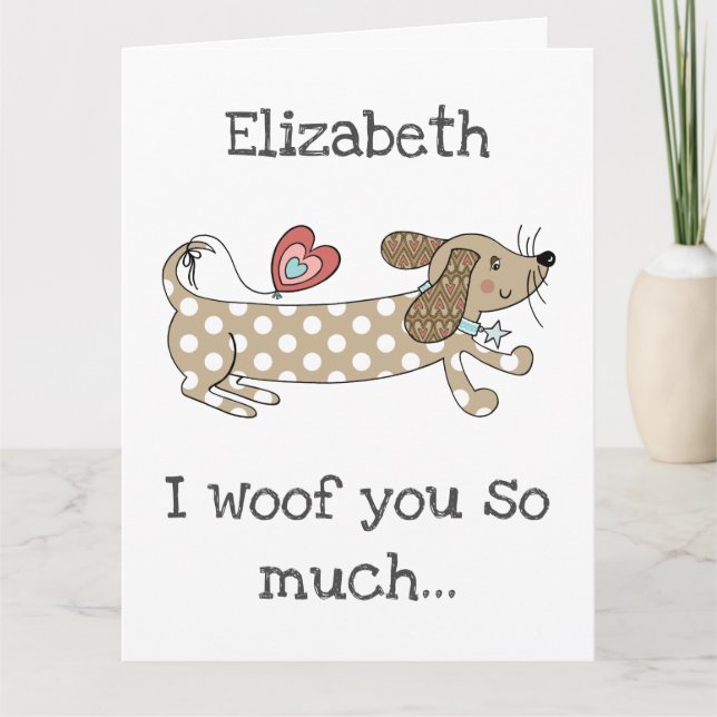 Custom Sausage Dog Dachshund Valentine's Day Card (Front)