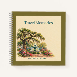 Custom Savannah Georgia Vintage Garden Travel Art Notebook