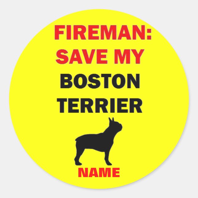 Custom Save My Boston Terrier Classic Round Sticker (Front)