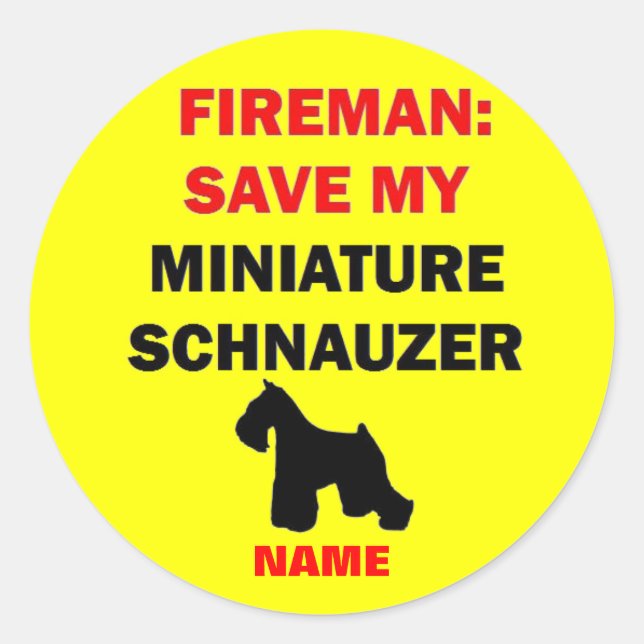 Custom Save My Miniature Schnauzer Classic Round Sticker (Front)