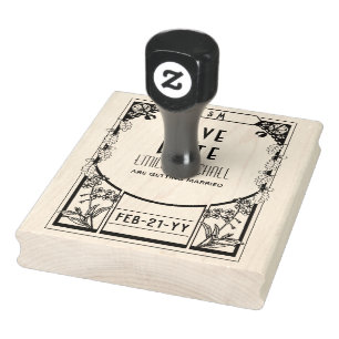 Custom Save the Date ART DECO Ornamental Vintage Rubber Stamp