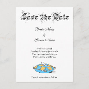 Custom Save the Date Cinderella Slipper on Teal Announcement Postcard