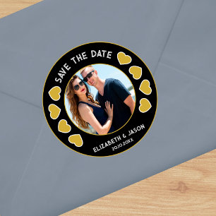 Custom Save The Date Couple Photo Personalised Classic Round Sticker