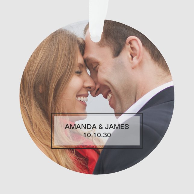Custom Save the Date Engagement Photo Holiday Ornament (Front)