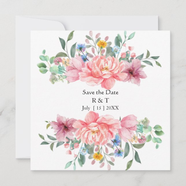 custom save the date flower card (Front)