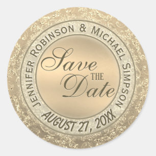 Custom Save the Date Gold Glam Seal