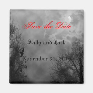 Custom Save the Date Haunted Halloween Sky Magnet