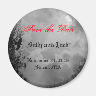 Custom Save the Date Haunted Halloween Sky Magnet