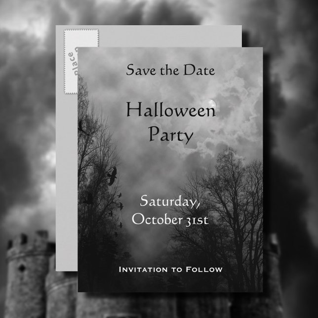 Custom Save the Date Haunted Sky Postcard (Creator Uploaded)