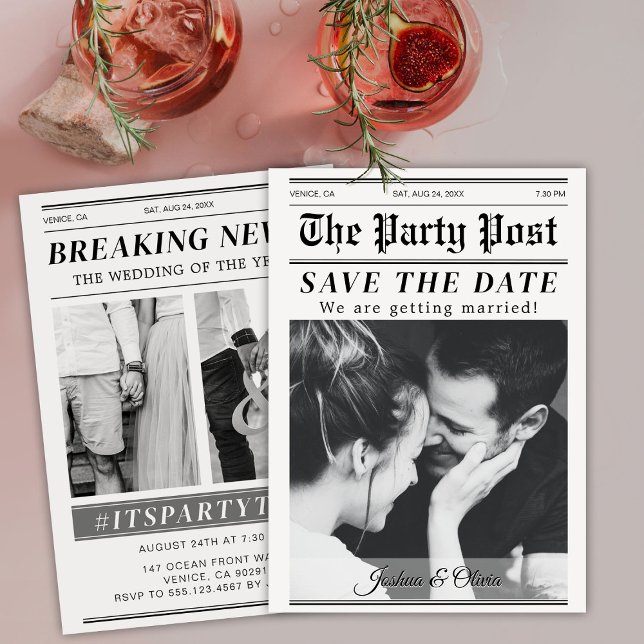 Custom Save the Date Newspaper Magazine Cover Invitation (Creator Uploaded)