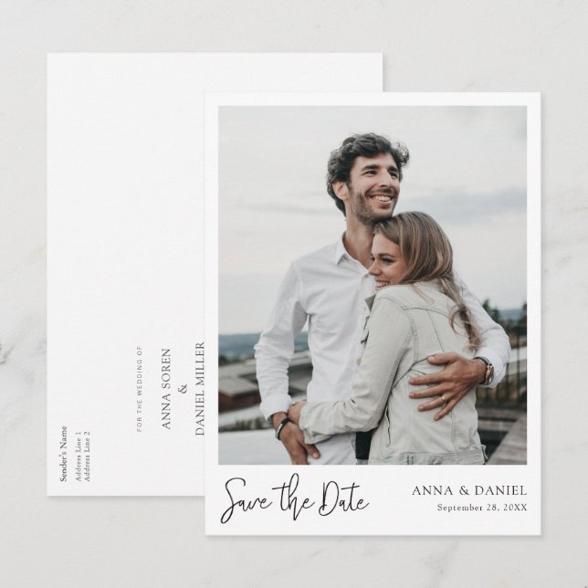 Custom Save the Date Photo Postcard Template (Front/Back)