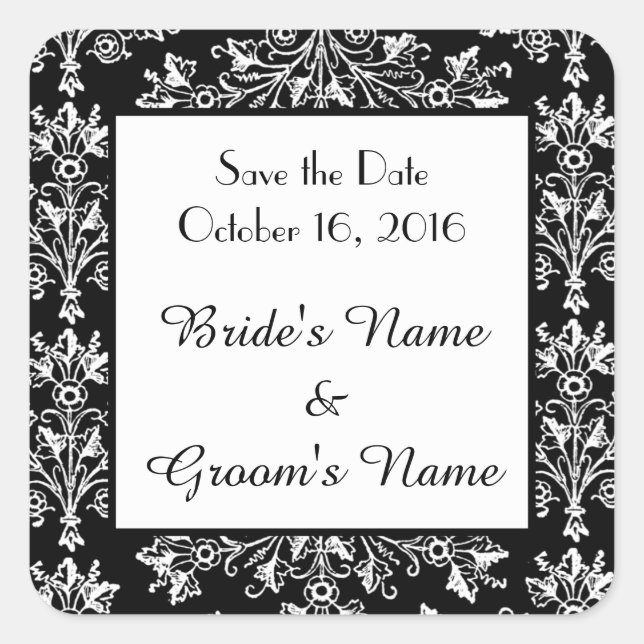 Custom Save the Date Vintage Floral Stickers (Front)