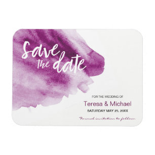 Custom Save the date Watercolor splash Purple Magnet