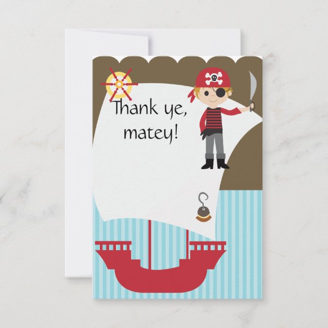 Custom Savvy Pirate Thank You Card (Front)