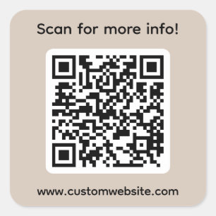 Custom Scan For More Info QR Code Square Sticker