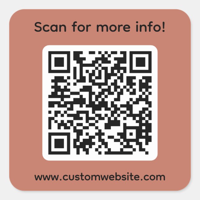Custom Scan For More Info QR Code Square Sticker (Front)