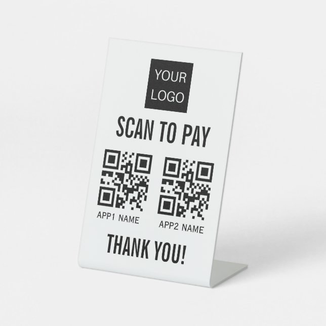CUSTOM SCAN TO PAY 2 QR CODE SCANNABLE PEDESTAL SIGN (Front)