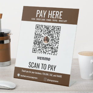 Custom Scan to Pay QR Code Venmo Pay Here Pedestal Sign