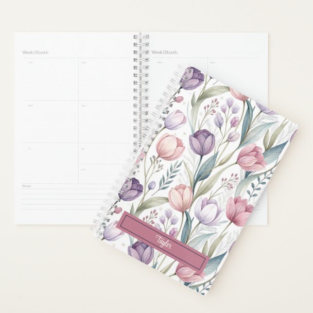Custom Scandinavian Tulip Floral Pattern Planner (Display)