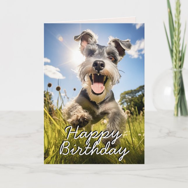 Custom Schnauzer Happy Birthday Card (Front)