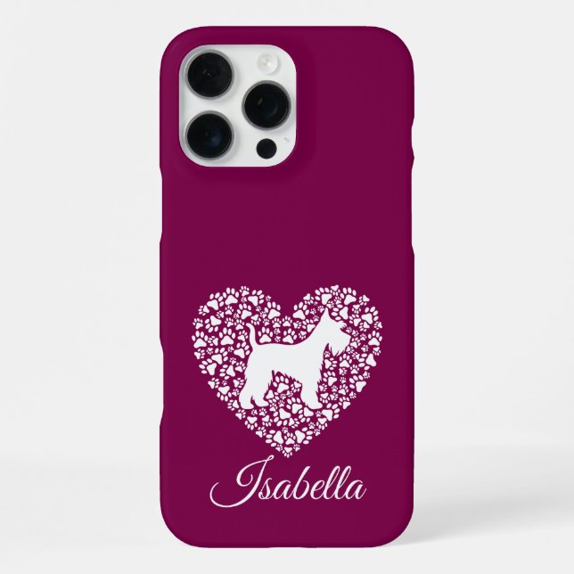 Custom Schnauzer Heart Paws Print - Dog Lover iPhone Case (Back)