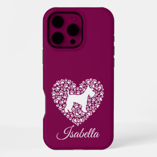 Custom Schnauzer Heart Paws Print - Dog Lover iPhone 16 Pro Max Case