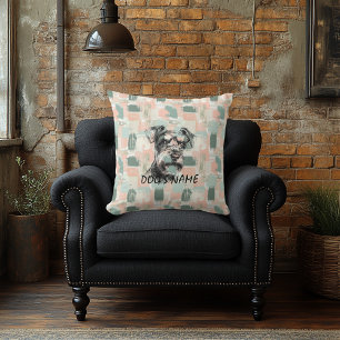Custom Schnauzer Portrait Pillow Abstract Pattern