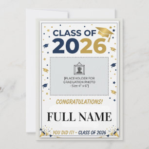 Custom School Colours Graduation Photo Card Clas