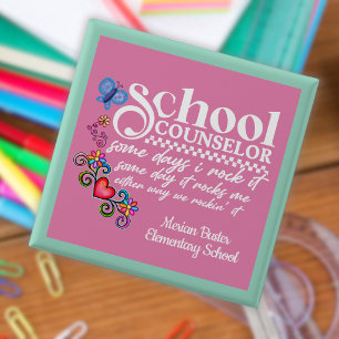 Custom School Counsellor Fun Quote 15 Cm Square Badge