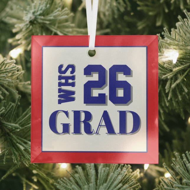 Custom School Grad '26 Glass Tree Decoration (Insitu)