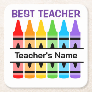 Custom School Graphic, Personalise Teacher Gift Square Paper Coaster
