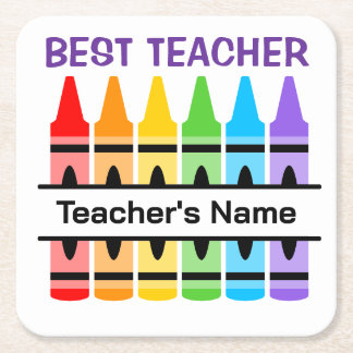 Custom School Graphic, Personalise Teacher Gift Square Paper Coaster