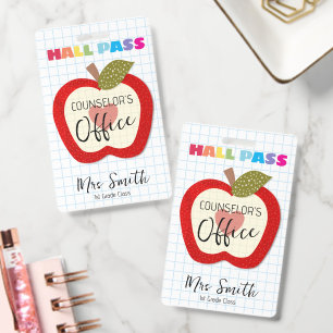 Custom School Hall Pass Apple Lanyard  ID Badge