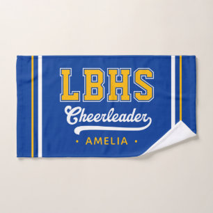 Custom School Initials, Personalised Cheerleader Hand Towel