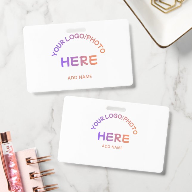 Custom School Logo Front Back Name Badge ID Badge (Office)