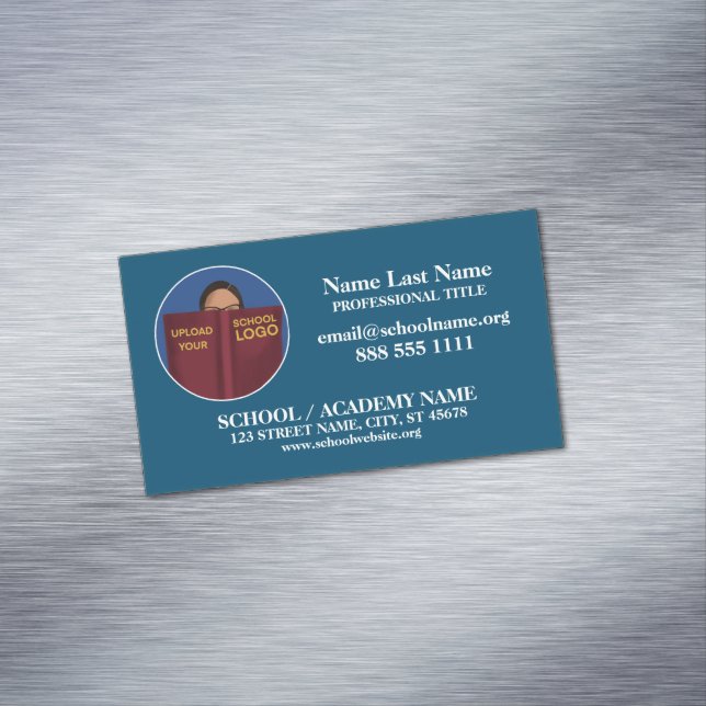 Custom School Logo | Professional Business Info Magnetic Business Card (In Situ)