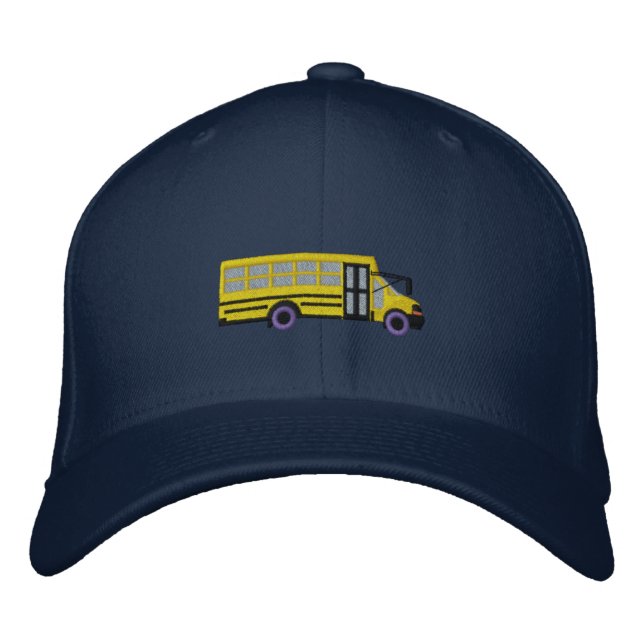 Custom School Mini Bus Embroidery Embroidered Hat (Front)