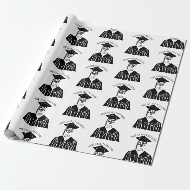 Custom School Name and Graduation Year Wrapping Paper (Unrolled)