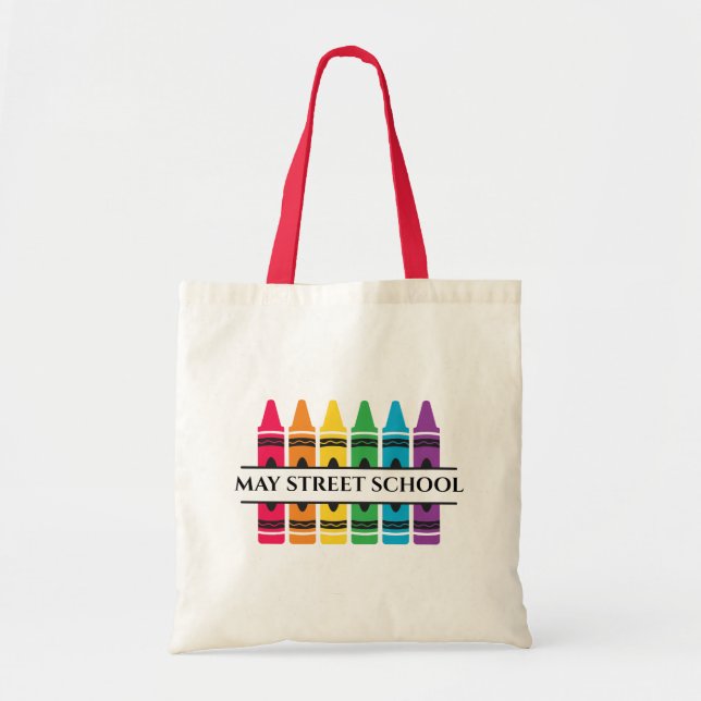 Custom School Name - Crayons Tote Bag (Front)